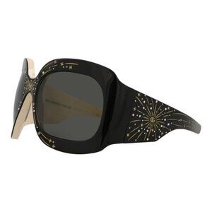 Gucci Womens Shield/Wrap Black Black Grey Fashion Designer Eyewear